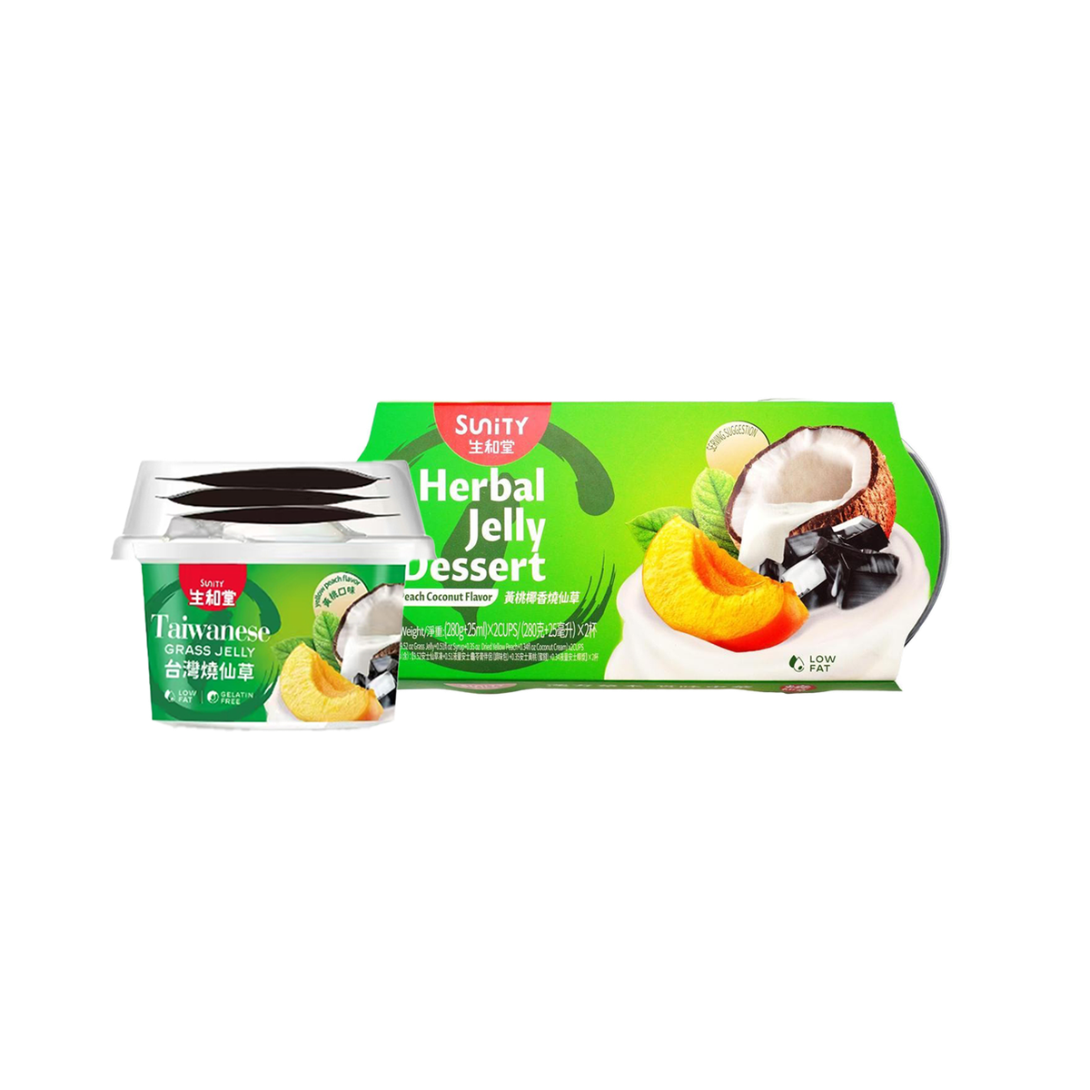 Sunity Herbal Jelly Yello Peach & Coconut Milk (280g+25ml)*2cups