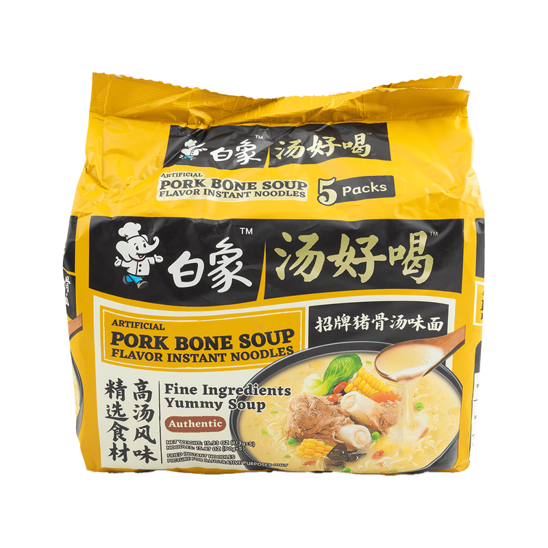 Baixiang Yummy Soup Artificial Pork Bone Soup Flavor Instant Noodles (5 Packs) 111g*5