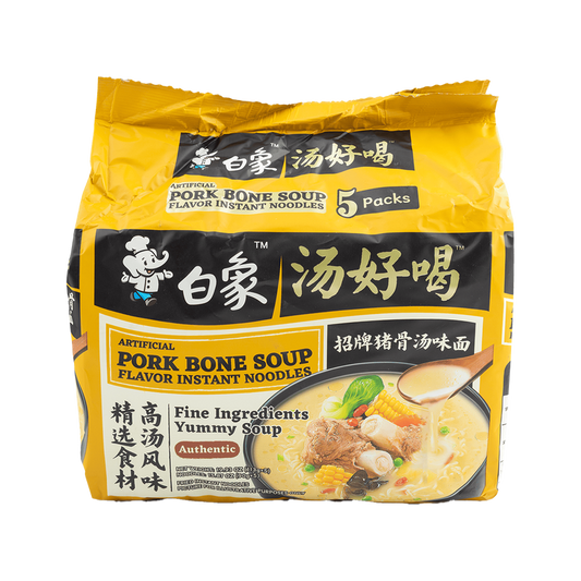 Baixiang Yummy Soup Artificial Pork Bone Soup Flavor Instant Noodles (5 Packs) 111g*5