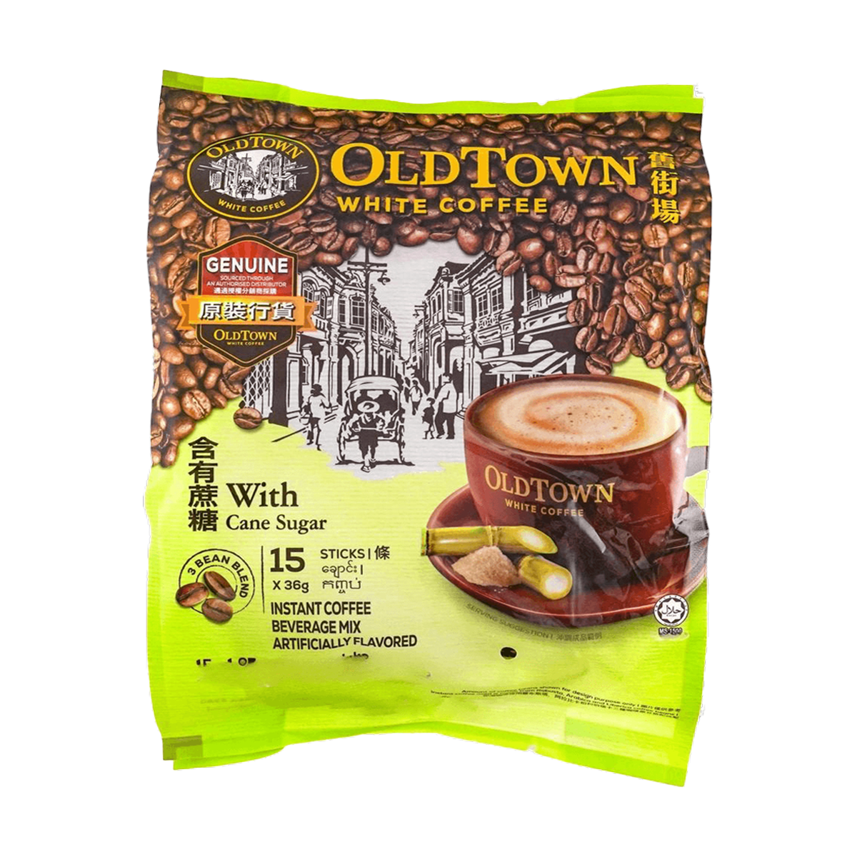 Old Town White Coffee 3 in 1 Cane Sugar 36g*15packs