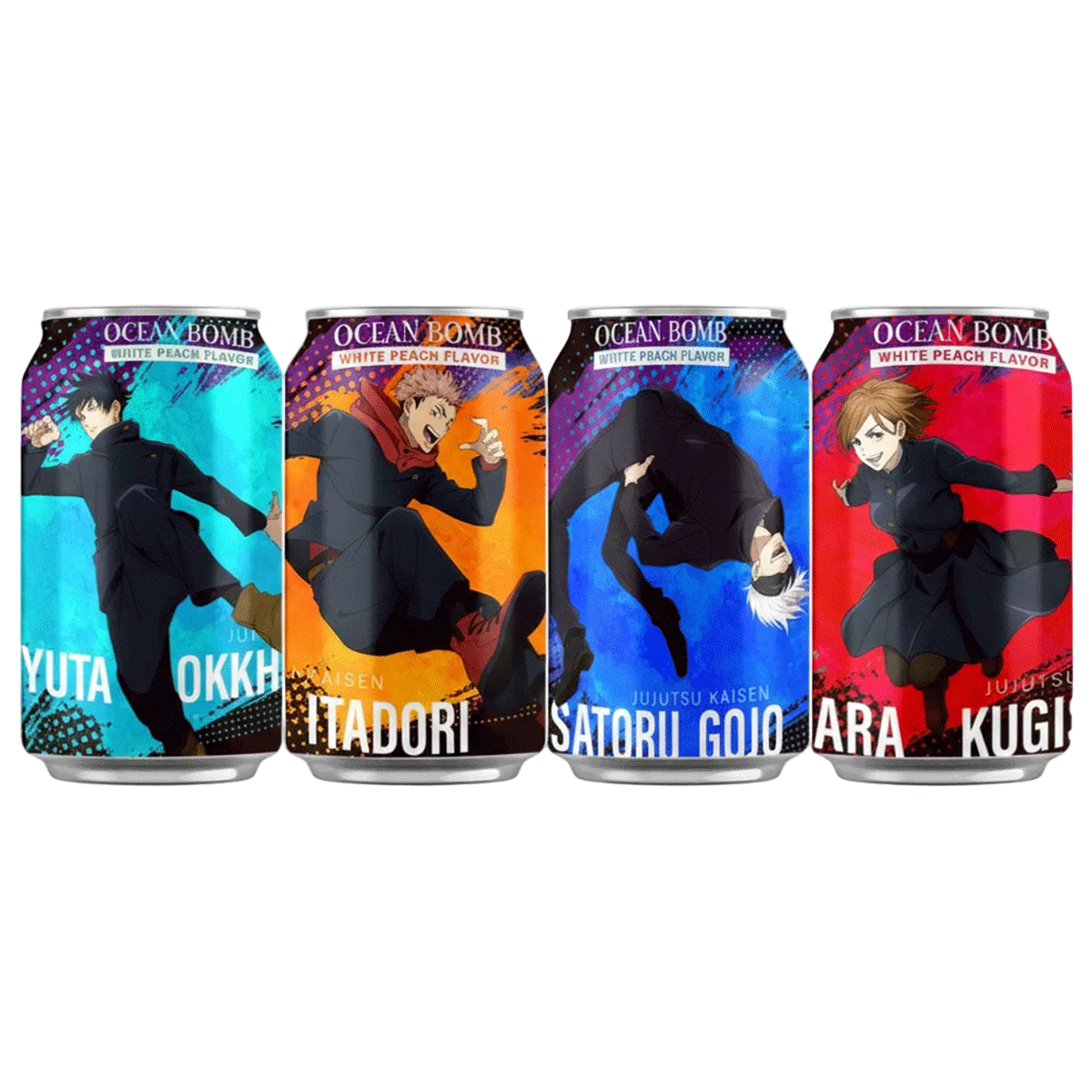 Ocean Bomb Jujutsu Kaisen Sparkling Water White Peach Flavor 330ml (4 Designs)