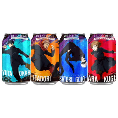 Ocean Bomb Jujutsu Kaisen Sparkling Water White Peach Flavor 330ml (4 Designs)