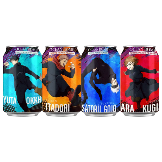Ocean Bomb Jujutsu Kaisen Sparkling Water White Peach Flavor 330ml (4 Designs)